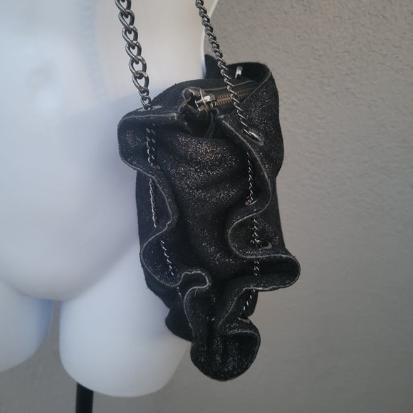 J Crew Suede Crossbody/Shoulder Purse w/ Chain Straps + Bow Tie Accents - Picture 7 of 16